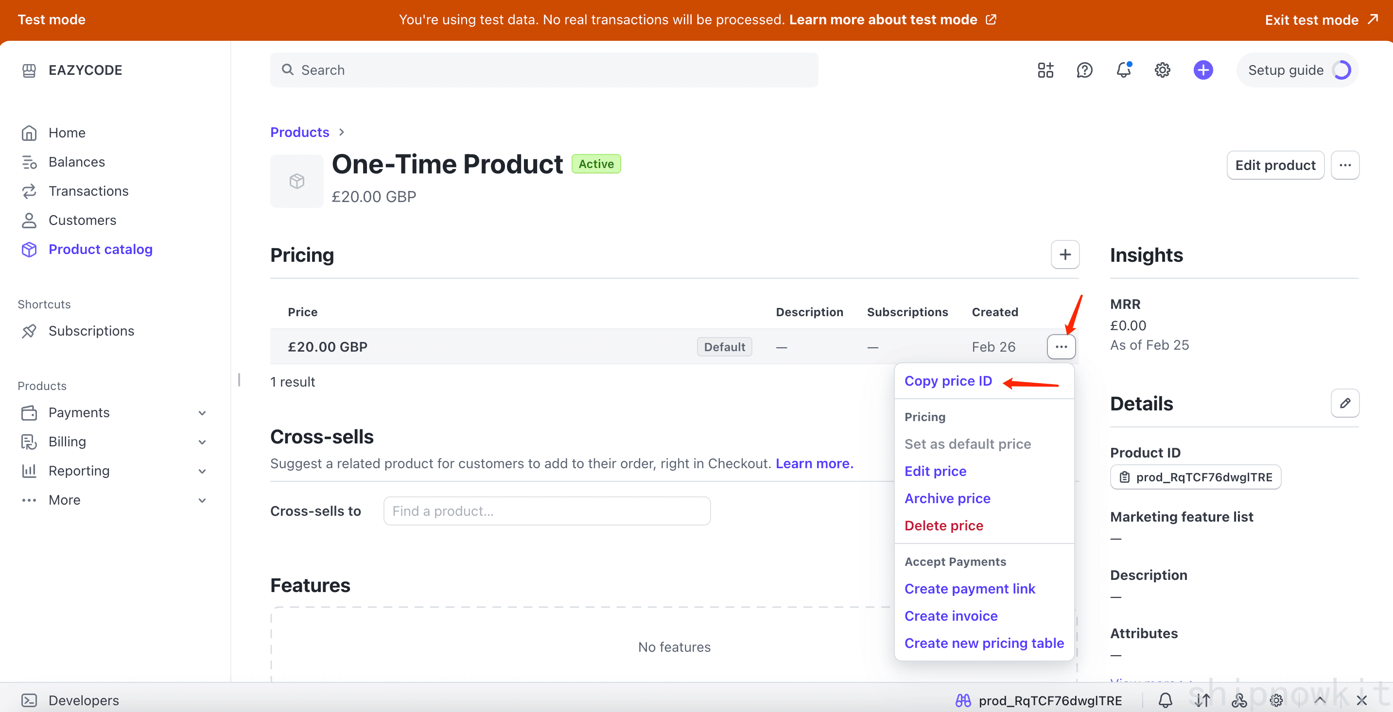 Price detail with currency and interval