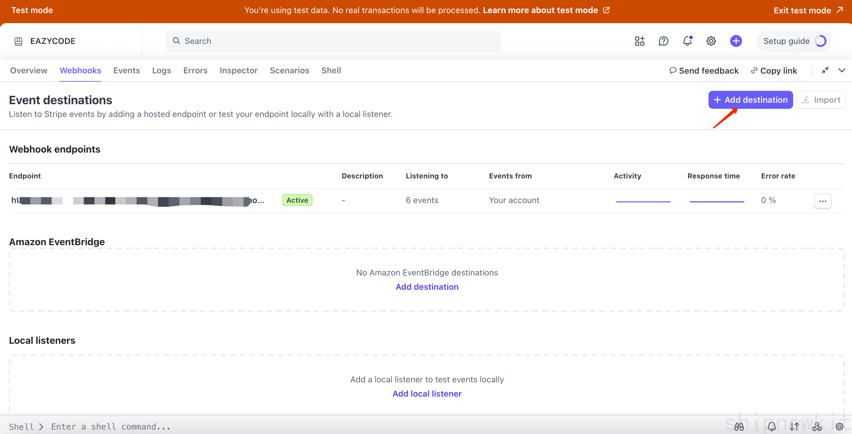 Select events for webhook